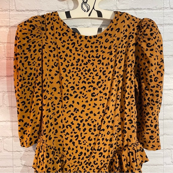🎈SOLD🎈VINTAGE Milanzo 80s Leopard Print Ruffled Bottom Midi Dress 5/6 Puff - Picture 12 of 16